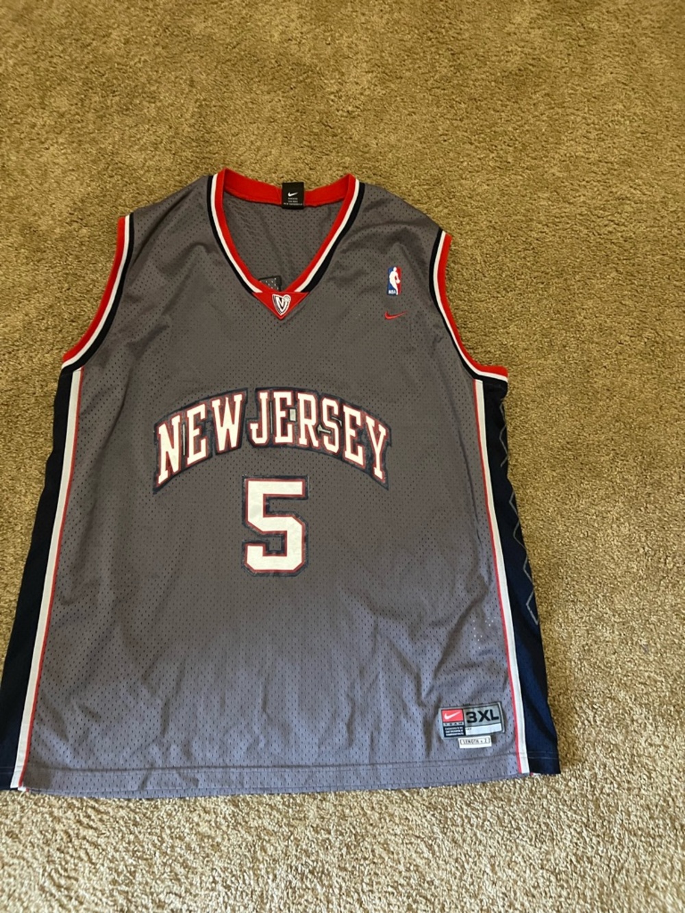 Jason Kidd Nike New Jersey #5 Gray Basketball Jersey